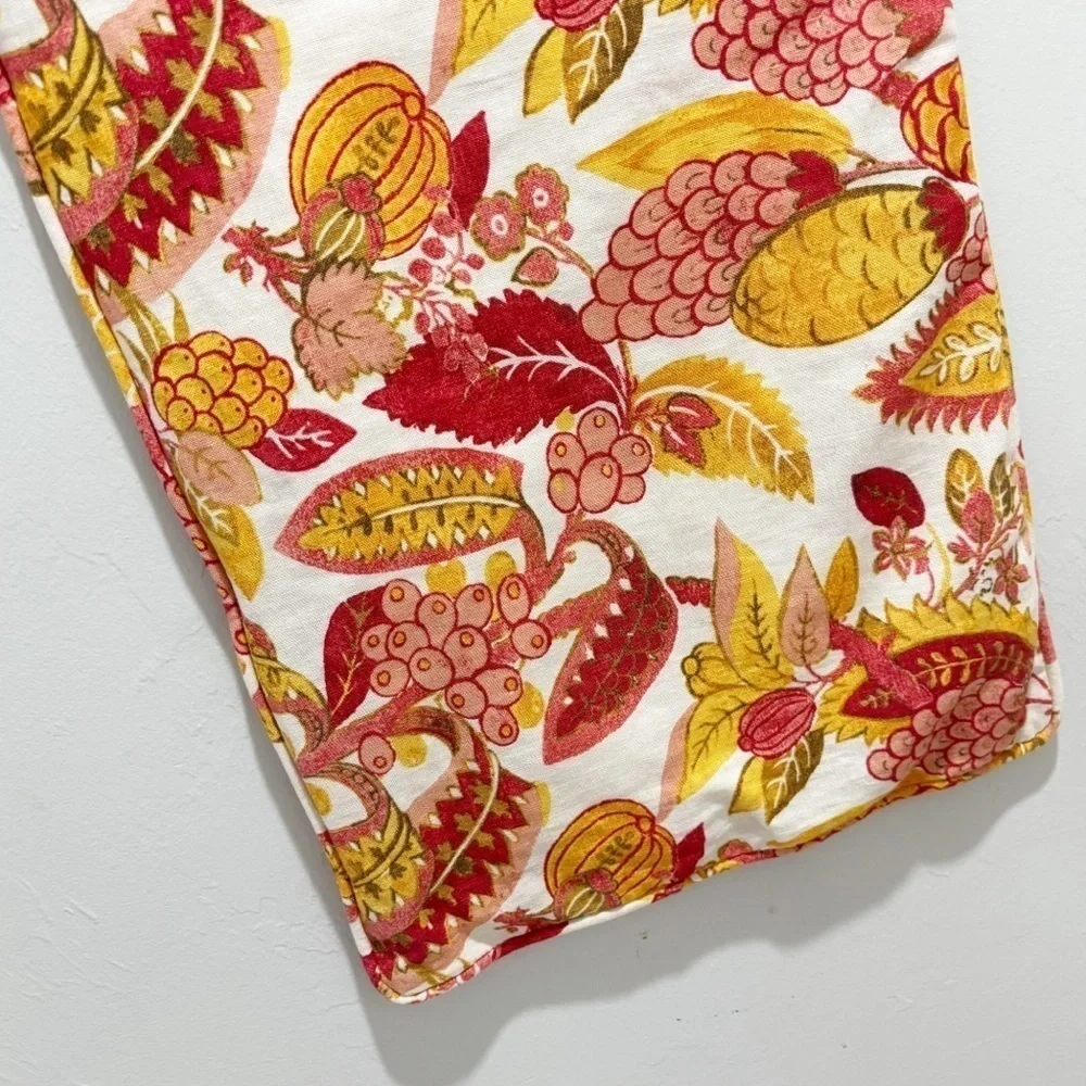 POTTERY BARN Ivory Orange Paisley Cotton Linen Blend Pillow Cover Sham 14” X 36”